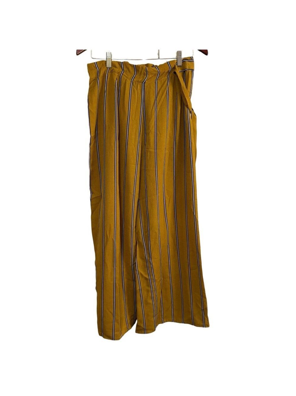 Women's See You Monday Pants, Wide Leg, Yellow & Black Striped, Size L